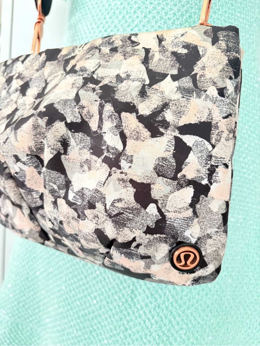 Lululemon Black & Cream Printed Shoulder Bag